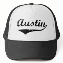 Austin black text mesh hat
