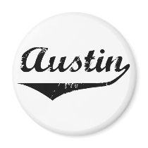 Austin black text fridge magnet