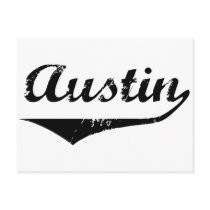 Austin black text post card