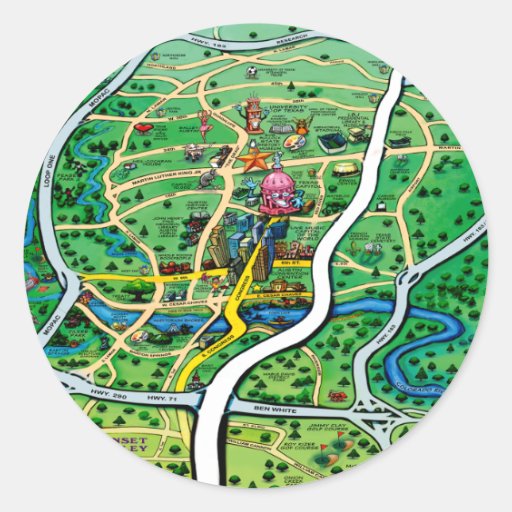 Austin Map Round Stickers