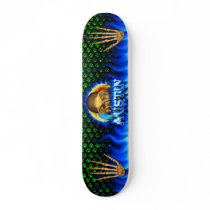 Austin skull blue fire Skatersollie skateboard