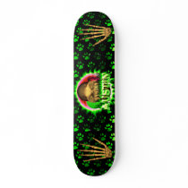 Austin skull green fire Skatersollie skateboard.