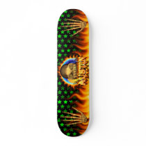 Austin skull real fire and flames skateboard desig