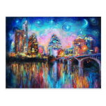 Austin Skyline at night cityscape Art gifts Postcard