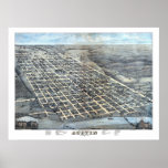 Austin, TX Panoramic Map DIGITALLY REMASTERED Print