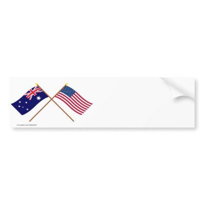 Australia and United States Crossed Flags Bumper Sticker by Vexillophile