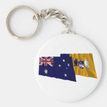 Australia & Capital Territory Waving Flags Keychains