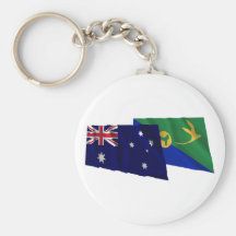 Australia & Christmas Island Waving Flags Keychain