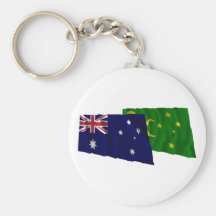 Australia & Cocos Islands Waving Flags Key Chain