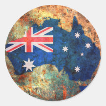 Australia Flag Map Round Sticker