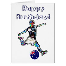 Australia Football soccer birthday card