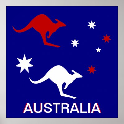 Australia Kangaroo and Southern Cross design Print by Auslandesign