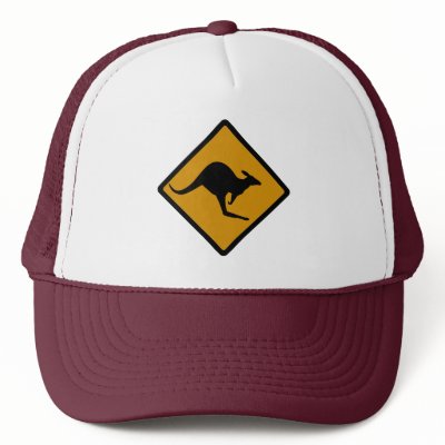 Australia Kangaroo Crossing Sign Trucker Hat by kiwisoutback