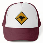 Australia Kangaroo Crossing Sign hats