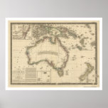 Australia Map Drawn by Adrien Hubert Brue 1826 Poster