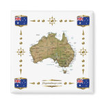 Australia Map + Flags Magnet