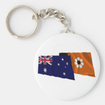 Australia & Northern Territory Waving Flags Key Chains