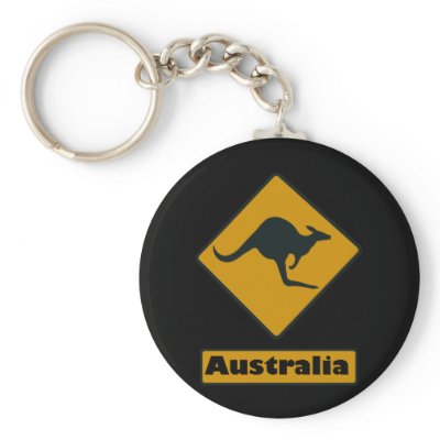 Australia Road Sign - Kangaroo Crossing Keychains by Albomfamily