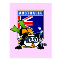 Australia Scuba Diving Panda Post Cards