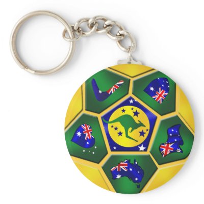 Australia Soccer Ball Panels Australia flag gear Keychain by SoccerJersey