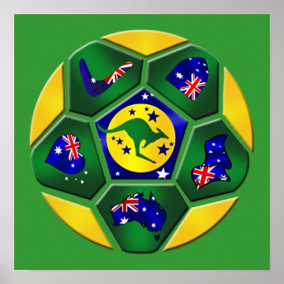 Australia Soccer Ball Panels Australia flag gear Poster by SoccerJersey