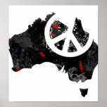 Australia Trendy Peace Sign with Australian map Posters
