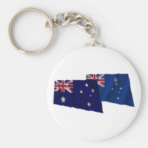 Australia & Victoria Waving Flags Keychain