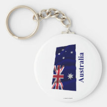 Australia Waving Flag with Name Keychain