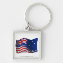 Australian-American Waving Flag Keychains