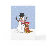 Australian Cattle Dog and Snowman Greeting Card