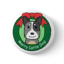 Australian Cattle Dog Christmas Button