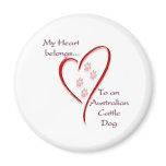 Australian Cattle Dog Heart Belongs Fridge Magnets