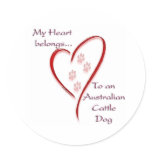 Australian Cattle Dog Heart Belongs Round Sticker