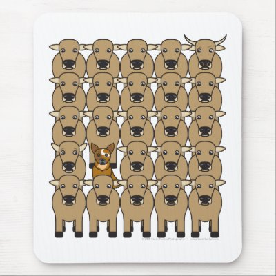 Australian Cattle Dog in the Herd Mouse Pad by khocker