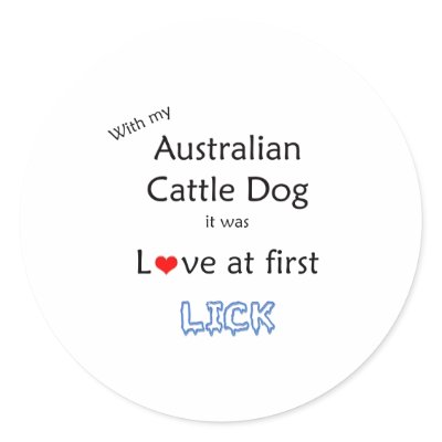 Australian Cattle Dog Lick Design Round Sticker by GreyWolfCreation