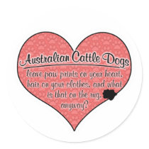 Australian Cattle Dog Paw Prints Humour Round Sticker