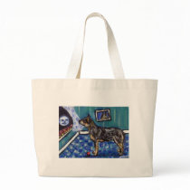 Australian Cattle dog sees smiling moon Bags