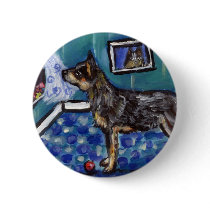 Australian Cattle dog sees smiling moon Pinback Buttons