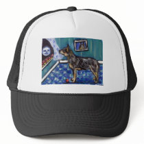 Australian Cattle dog sees smiling moon Trucker Hat