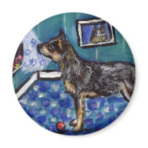 Australian Cattle dog sees smiling moon Magnet