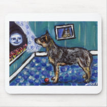 Australian Cattle dog sees smiling moon Mouse Mat