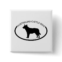 Australian Cattle Dog Silhouette Black Button