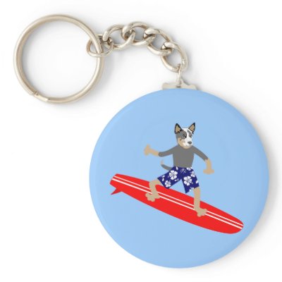 Australian Cattle Dog Surfer Key Chains by funnydog