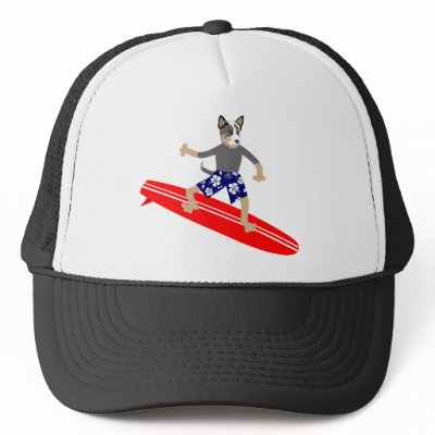 Australian Cattle Dog Surfer Trucker Hats by funnydog