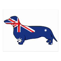 Australian Flag Dachshund Post Card