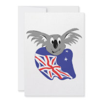 australian flag koala bear design personalized invitation