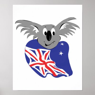 australian flag koala bear design print by doonidesignsanimals