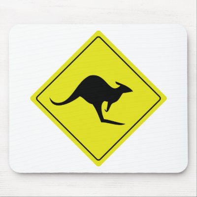australian roadsign kangaroo australia mouse mat by Tomaniac