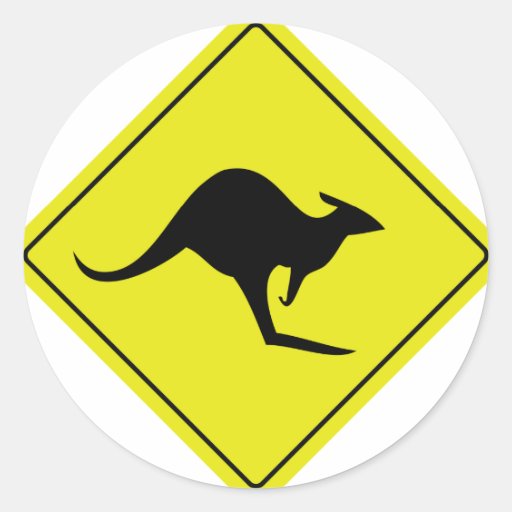 australian roadsign kangaroo australia round sticker