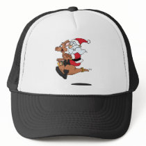 Australian Santa riding a Christmas kangaroo Mesh Hats
